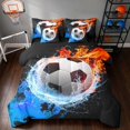 thumbnail image 1 of Manfei Football Soccer Sports Full Size Bedding Sets, Ice and Fire Full Size Bed in a Bag, Black Orange Brightblue, Black Reversible 7-Piece, 1 of 6