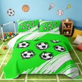 thumbnail image 1 of Manfei Football Sport Bed Spread Queen, Geometric Stripe Queen Coverlet Set, Vivid Green White, Polka Dots Reversible 3 Pieces, 1 Quilt and 2 Pillowcases, 1 of 7