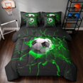 thumbnail image 1 of Manfei Football Sport Full Size Bedding Sets, Gradient Lightning Full Size Bed in a Bag, Royal Blue Crack Glow, Black Reversible 7pcs, 1 of 6