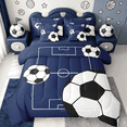 thumbnail image 1 of Manfei Football Sports 7pcs Bedding Comforter Set,Soccer Game Queen Bedding Sets,Boys Ball Gaming Queen Sheet Sets For Kids,Luxury Bedroom Decor Reversible, 1 of 8