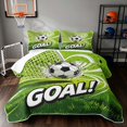 thumbnail image 1 of Manfei Football Sports Quilt Full, Goal Print Full Bedspread Sets, Green White, Reversible 3-Piece, 1 Coverlet and 2 Pillowcases, 1 of 7