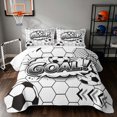 thumbnail image 1 of Manfei Football Sports Quilt King, Geometric Honeycomb King Coverlet Set, Black White, Reversible 3-Piece, 1 Bedspread and 2 Pillowcases, 1 of 7