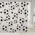 thumbnail image 1 of Manfei Football Sports Shower Curtain 72Wx78L, Cartoon Stars Bath Curtain, Cream Black, 1 of 5