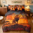 thumbnail image 1 of Manfei Forest Animals Queen Bedding, Sunset Lion Bedding Comforter Set Queen, Dark Brown Orange, Black Reversible, 7-Piece, 1 of 6