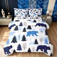 thumbnail image 1 of Manfei Forest Bear Twin Bedding, Waterclor Rustic Animal Bedding Comforter Set, White Navy, Polkadot Reversible, 7 Pieces, 1 of 5