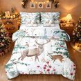 thumbnail image 1 of Manfei Forest Deer Twin Bedding, Winter Holiday Xmas Tree Bedding Comforter Set, White Green, Reversible, 7 Pieces, 1 of 6