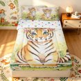 thumbnail image 1 of Manfei Forest Flower Tiger Zipper Twin Comforter Sets with Fitted Sheet and 2 Pillowcases, Kawaii Spring Groovy Zipper Bedding Set, Green Orange, Polkadot Reversible, 4pcs, 1 of 7