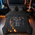 thumbnail image 1 of Manfei Forest Lightning Wildlife Queen Bedding, 3D Lion Bedding Comforter Set Queen, Black Brown, Black Reversible, 7pcs, 1 of 6
