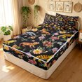 thumbnail image 1 of Manfei Forest Lizard Zipper Twin Comforter Sets with Fitted Sheet and 2 Pillowcases, Bohemian Garden Floral Zipper Bedding Set, Black Brown, Black Reversible, 4-Piece, 1 of 7