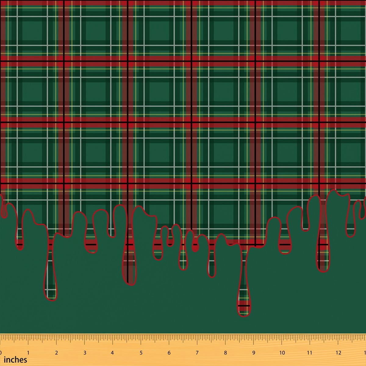 Manfei Forest Plaid Fabric by the Yard 1 Yard, Red Drip Home Decor ...