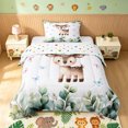 thumbnail image 1 of Manfei Forest Reindeer Twin Comforter Sets, Ink Eucalyptus Leaves Bedding Set, White Brown, Polkadot Reversible, 2pcs, 1 Comforter and 1 Pillowcase, 1 of 6