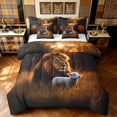 thumbnail image 1 of Manfei Forest Wildlife King Bedding, Jungle Sheep Lion King Bed in a Bag, Dark Brown, Reversible, 7 Pieces, 1 of 6