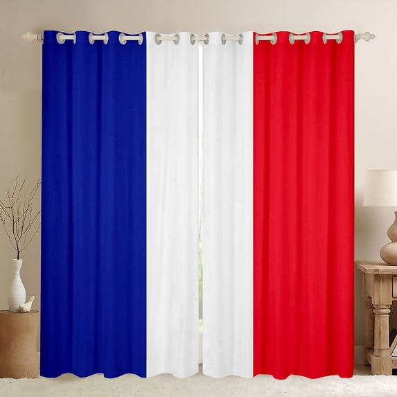 Manfei France Flag Blackout Curtains Set of 2 (52x84 Each),Blue White Red Curtain