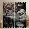 thumbnail image 1 of Manfei Fuji Mountain Lake Black Out Curtains, Red Plum Blossom Curtains Pack of 2 (42x63 Each), Black Red Gray, 1 of 6