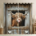 thumbnail image 1 of Manfei Funny Animal Black Out Curtains, Cute Highland Cow Curtains Pack of 2 (42x63 Each), Brown Gray Barn Door Bedroom Curtains, Luxurious Farmhouse Home Decor, 1 of 6