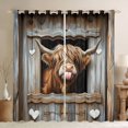 thumbnail image 1 of Manfei Funny Animal Curtains Pack of 2 (42x84 Each), Cute Highland Cow Curtains Blackout, Brown Gray Barn Door Bedroom Curtains, Luxurious Farmhouse Home Decor, 1 of 6