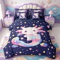 thumbnail image 1 of Manfei Funny Axolotl 7-Piece Twin Bedding,Kawaii Ocean Animal Bedding Comforter Set,Navy Blue Reversible, 1 of 7