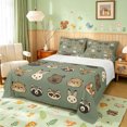 thumbnail image 1 of Manfei Funny Bear Rabbit King Sheets, Zoo Animal Print Bedding, Tan Sage, 4pcs, 1 Flat Sheet, 1 Fitted Sheet and 2 Pillowcases, 1 of 6