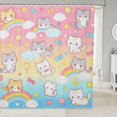thumbnail image 1 of Manfei Funny Bow Kitten Shower Curtain 72Wx72L, Kawaii Rainbow Sky Bathroom Curtain, Pink Blue, 1 of 5