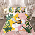 thumbnail image 1 of Manfei Funny Cat Reading Newspaper Bedding Comforter Set 7pcs, Green Palm Tree Leaves Full Bedding Set, Toilet Closestool Fitted Sheet Flat Sheet, Breathable Home Decor, 1 of 8
