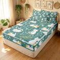 thumbnail image 1 of Manfei Funny Cat Zipper Twin Comforter Sets with Fitted Sheet and 2 Pillowcases, Kawaii Pet Animal Zipper Bedding Set, Teal Green, Polkadot Reversible, 4pcs, 1 of 7