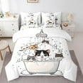 thumbnail image 1 of Manfei Funny Cute Cat Bedding Comforter Set 7-Piece for Child, Kawaii Cartoon Kitten King Bedding Sets, Pet Animal Lover Reversible Bed Sheets, Lightweight Room Decor, 1 of 7