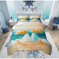 thumbnail image 1 of Manfei Funny Cute Ghost Queen Comforter Set for Kid, Teal Orange Artwork Bedding Sets, Marine Ocean Theme Reversible Bedding Comforter Set, Lightweight Room Decor, 3pcs, 1 of 9