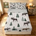 thumbnail image 1 of Manfei Funny Elk Zipper Twin Comforter Sets with Fitted Sheet and 2 Pillowcases, Woodland Pine Tree Zipper Bedding Set, Tan Brown, Gray Reversible, 4 Pieces, 1 of 7