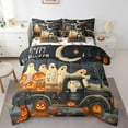 thumbnail image 1 of Manfei Funny Ghost Bedding Sets Queen Size,Halloween Pumpkin Lantern Comforter Sets with Sheets,Autumn Maple Truck Bed in a Bag Queen Size,Microfiber Bedroom Decor Reversible,7-Piece, 1 of 7