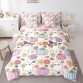 thumbnail image 1 of Manfei Funny Ghosts Flowers 7-Piece Twin Bedding,Happy Halloween Bedding Comforter Set,Pink,Pink Reversible, 1 of 7