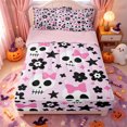 thumbnail image 1 of Manfei Funny Halloween Skull Zipper Twin Comforter Sets with Fitted Sheet and 2 Pillowcases,Pink Coquette Bowknot Zipper Bedding Set,Pink Reversible,4-Piece, 1 of 7