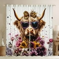 thumbnail image 1 of Manfei Funny Highland Cattle Curtains Pack of 2 (42x84 Each), Vintage Blossoms Curtains Blackout, Rustic Lodge Cabin Bedroom Curtains, Luxurious Room Decor, 1 of 6