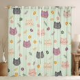 thumbnail image 1 of Manfei Funny Kitten Blackout Curtains Set of 2 (38x54 Each), Kawaii Blossoms Flower Living Room Curtains, Mint Green, 1 of 6