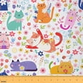 thumbnail image 1 of Manfei Funny Kitten Cat Fabric by the Yard (1 Yard) for Kids Girls, Colorful Floral Flower Decorative Fabric by the Yard, Cartoon Animal DIY Fabric, 1 of 6