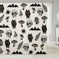 thumbnail image 1 of Manfei Funny Kitten Shower Curtain 72Wx72L, Bohemian Skull Bat Bathroom Curtain, Cream Black, 1 of 5