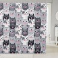 thumbnail image 1 of Manfei Funny Kitten Shower Curtain 72Wx72L, Kawaii Animal Kitten Bathroom Curtain, Gray, 1 of 5