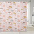 thumbnail image 1 of Manfei Funny Pet Shower Curtain 72Wx72L, Kawaii Slepping Cat Bathroom Curtain, Pink, 1 of 5