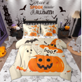 thumbnail image 1 of Manfei Funny Pumpkin Bedding Comforter Set 7pcs for Kids, Kawaii Boo Ghost Queen Bedding Sets, Happy Halloween Reversible Queen Sheet Sets, Luxury Bedroom Decor, 1 of 7