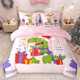 thumbnail image 1 of Manfei Funny Xmas Dinosaur Bedding Comforter Set 7pcs, Kids Merry Christmas King Bedding Sets, Kawaii Animal Bed Sheets, Lightweight Room Decor, 1 of 8