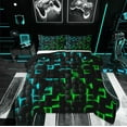 thumbnail image 1 of Manfei Futuristic Cubes 3-Piece Full Size Comforter Sets,Teal Green Bedding Comforter Set,Geometric Plaid Lightweight Bedding Sets,Lightweight Abstract Room Decor,Reversible, 1 of 8
