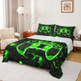 thumbnail image 1 of Manfei Futuristic Green Gamepad Twin Sheet Sets, Psychedelic Starry Sky Twin Fitted Sheet, Teens Kids Boys Flat Sheet, Breathable Home Decor, 3pcs, 1 of 6