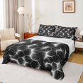 thumbnail image 1 of Manfei Futuristic Hexagon Queen Sheets, White Neon Honeycomb Queen Sheet Sets, White Black, Black Reversible 4-Piece1 Flat Sheet + 1 Fitted Sheet + 2 Pillowcases, 1 of 6
