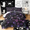 thumbnail image 1 of Manfei Galaxy Cat Quilt Full, Iridescent Outline Full Bedspread Sets, Black Pink Blue, 3 Pieces, 1 Coverlet and 2 Pillowcases, 1 of 7
