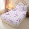 thumbnail image 1 of Manfei Galaxy Rainbow Zipper Twin Comforter Sets with Fitted Sheet and 2 Pillowcases, Dreamy Cloud Moon Zipper Bedding Set, Pink Purple, Pink Reversible, 4-Piece, 1 of 7