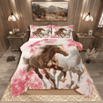thumbnail image 1 of Manfei Galloping Horse 2pcs Bedding Comforter Set,Pink Sakura Twin Comforter Sets,Floral Animal Breathable Bedding Set,Ultra Soft Flower Bedroom Decorative,Reversible, 1 of 8