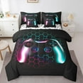 thumbnail image 1 of Manfei Game 7-Piece Twin Bedding Sets,Kids Gamepad Controller Bedding Comforter Set,Red Teal Ombre Geometric Hockeycomb Sheet Sets For Boy,Microfiber Room Decor Reversible, 1 of 8