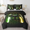 thumbnail image 1 of Manfei Game Console 7-Piece Bedding Comforter Set,Gamer Gaming King Bedding Sets,Green Yellow Hexagon Bed Sheets For Boys,Breathable Bedroom Decorative Reversible, 1 of 8