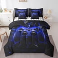 thumbnail image 1 of Manfei Game Console Bedding Comforter Set 7 Pieces,3D Hexagon Geometric Full Bedding Set,Blue Geometric Honeycomb Fitted Sheet Flat Sheet For Teens,Breathable Bedroom Decorative,Reversible, 1 of 8