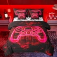 thumbnail image 1 of Manfei Gamepad Game Lovers 7 Pieces Bedding Comforter Set,Abstract Geometric Full Bedding Set,Red Black Fitted Sheet Flat Sheet For Boys Kids,Ultra Soft Home Decor Reversible, 1 of 8