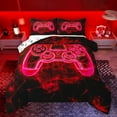 thumbnail image 1 of Manfei Gamepad Game Lovers Bedding Comforter Set,Abstract Geometric Twin Comforter Sets,Red Black Bedding Set For Boys Kids,Ultra Soft Home Decor Reversible,2-Piece, 1 of 8